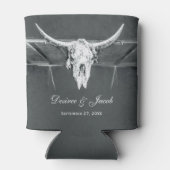 Rustige kolen Grijs Westerne textuur Bull Skull Blikjeskoeler (Achterkant)