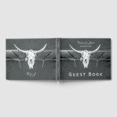 Rustige kolen Grijs Westerne textuur Bull Skull Gastenboek (Volledig)