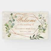 Rustige koperen Geometrische Eucalyptus Birch Wedd Spandoek (Horizontaal)