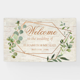 Rustige koperen Geometrische Eucalyptus Birch Wedd Spandoek
