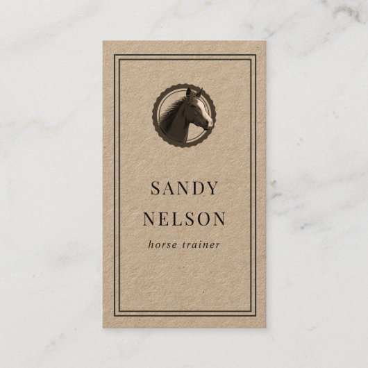 Rustige kraft-label ranch-trainer visitekaartje (Voorkant)