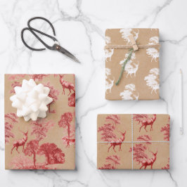 Rustige  Kraft Paper Red Toile Deer