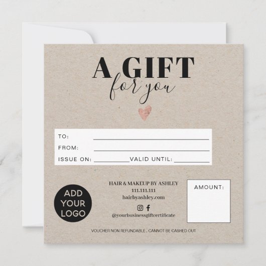 Rustige kraft vierkant cadeaubon logo (Voorkant)