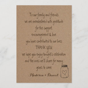 Rustige Kraftpapier Huwelijks Dankkaart Bedankkaart