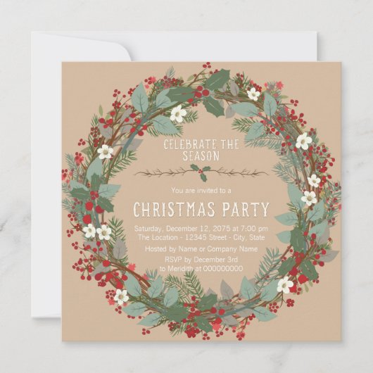 Rustige krans Kerstfeest Kaart (Voorkant)
