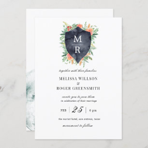 Rustige kreeft monogram Wedding Uitnodiging