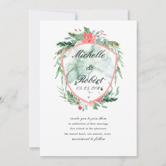 Rustige kreeft monogram Wedding Uitnodiging (Voorkant)