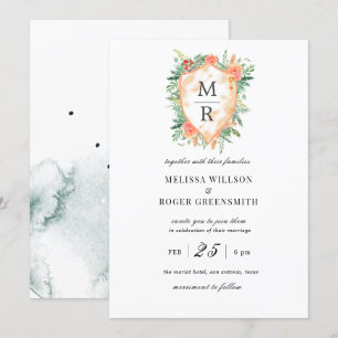 Rustige kreeft monogram Wedding Uitnodiging