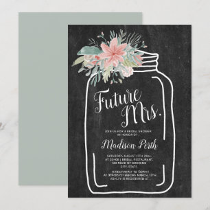 Rustige krijt floral mason jar script vrijgezellen kaart