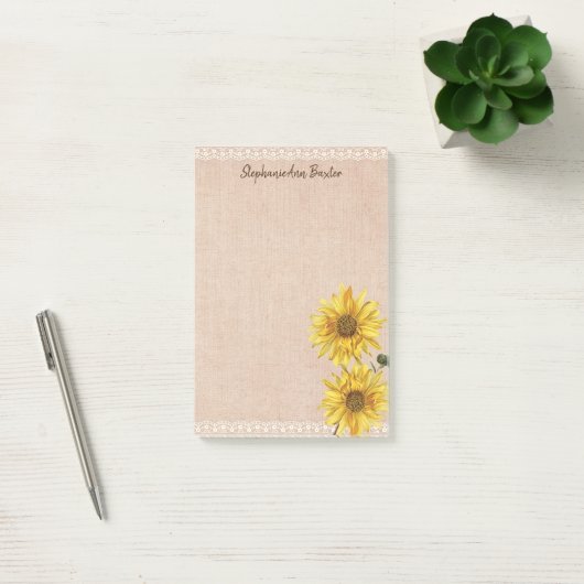Rustige Lace & Burlap Sunflower Notes (Kantoor)
