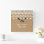 Rustige  lace Kraft Paper-typografie Vierkante Klok (Huis)