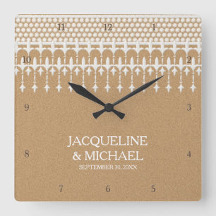 Rustige  lace Kraft Paper-typografie Vierkante Klok