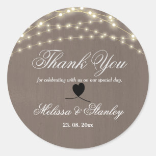 Rustige Lace String Light Calligraphy Hartelijk da Ronde Sticker