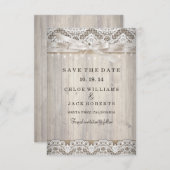 Rustige  Lace Wood Wedding Save the Date (Voorkant / Achterkant)