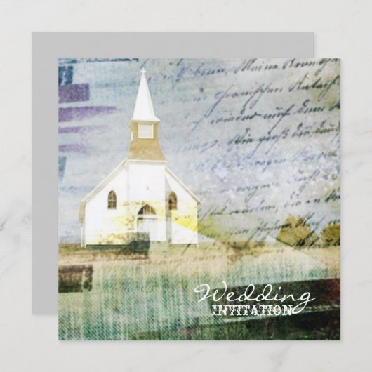  rustige land - chapel - bruiloft kaart (Voorkant / Achterkant)
