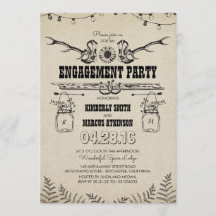 Rustige Land Cowboy Boots Engagement Party Kaart