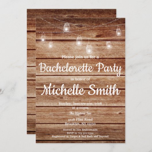 Rustige Land Hanging Lights Bachelorette Party Kaart (Voorkant / Achterkant)