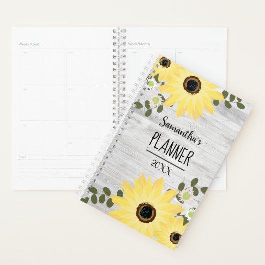 Rustige Land Naam hout en zonnebloemen Planner (Display)