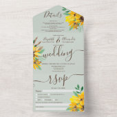 Rustige land waterverf script zonnebloem bruiloft all in one uitnodiging (Binnen)