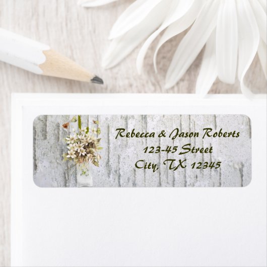 rustige land - wildbloem - bruiloft met witte berk etiket (Insitu)