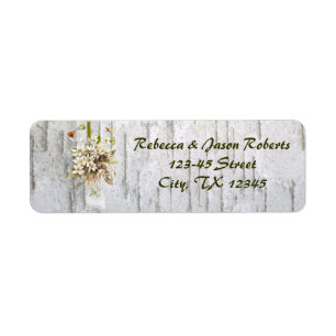 rustige land - wildbloem - bruiloft met witte berk etiket