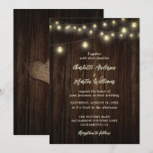 Rustige landelijke Barn Wood String Lights Wedding Kaart (Voorkant / Achterkant)