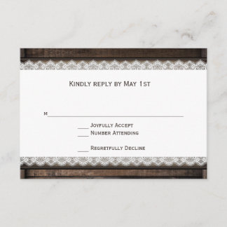 Rustige landelijke Barn Wood Wedding RSVP-kaarten RSVP Kaartje
