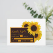 Rustige landelijke zonnebloemen - Floral Wedding RSVP Kaartje (Staand voorkant)