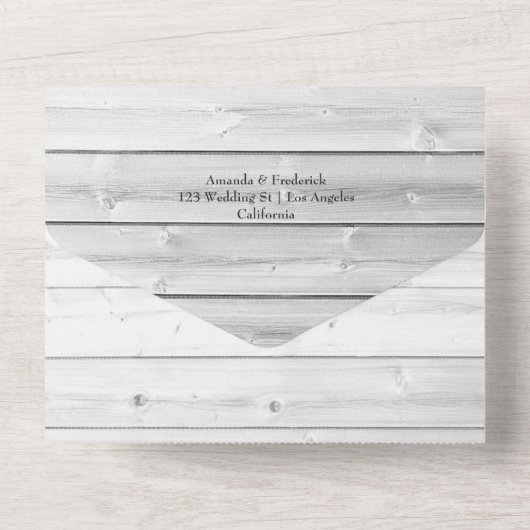 Rustige landelijke zonnebloempjes in één i all in one uitnodiging (Achterkant)