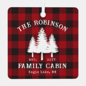 Rustige landengezinskool rode buffels metalen ornament (Achterkant)