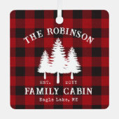 Rustige landengezinskool rode buffels metalen ornament (Voorkant)