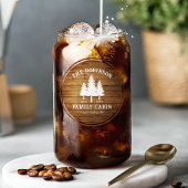 Rustige landengroep Cabin Trees Wood Plank Afdrukk Blikvorm Glas