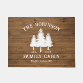 Rustige landengroep Cabin Trees Wood Plank Afdrukk Deurmat (Voorkant)
