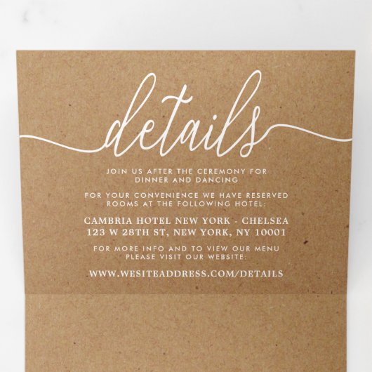 Rustige Landkraft Simple Script Wedding Suite Drieluik Uitnodiging (Binnenzijde eerst)