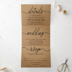 Rustige Landkraft Simple Script Wedding Suite Drieluik Uitnodiging