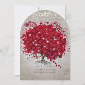 Rustige landmoeraspot Jar Red Silver Tree Wedding Kaart (Achterkant)