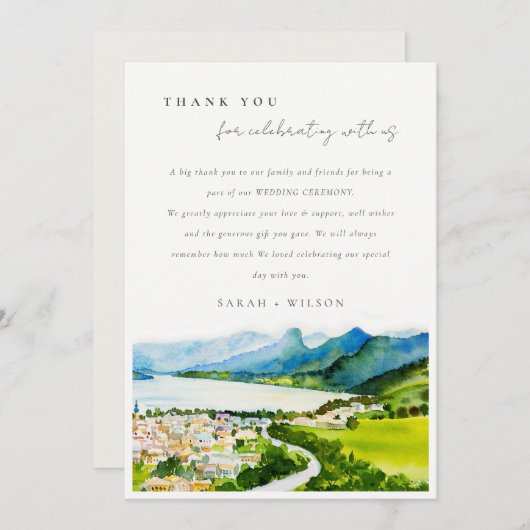 Rustige landschapsbruiloft bij het meer van het do bedankkaart (Voorkant / Achterkant)