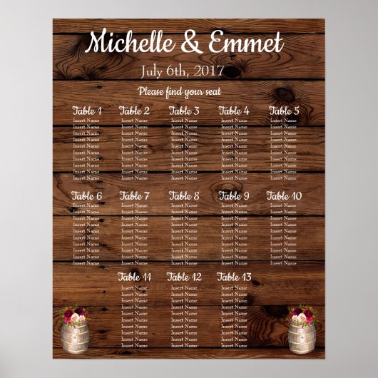Rustige landschapspreuk Boho Wedding Seating Chart Poster (Voorkant)