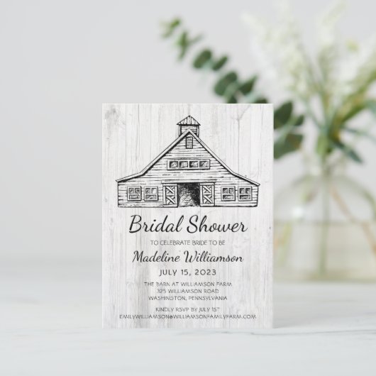 Rustige landschuur Eenvoudig hout, bespaart de dat Aankondigingskaart (Staand voorkant)