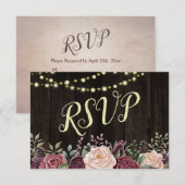 Rustige landsinflasappellampjes op donker hout RSVP kaartje (Voorkant / Achterkant)