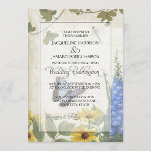 Rustige landvlinder Dragonfly Daisy Floral Kaart