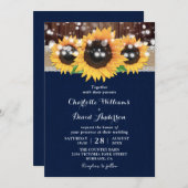 Rustige landzeemacht blauw zonnebloempje huwelijk kaart (Voorkant / Achterkant)