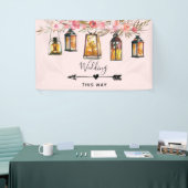 Rustige Lantaarns Roos Gold Wedding Direction Spandoek (Beurs)