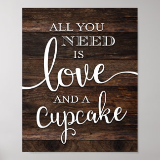 Rustige LAVE EN EEN CUPCAKE-Teken afdrukken Poster