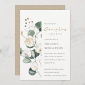 Rustige Leaf Green Eucalyptus Couples Shower Invit Bedankkaart (Voorkant / Achterkant)