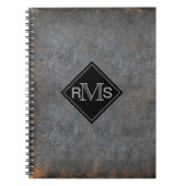 Rustige lederen boekenblik | Monogrammen Initialen Notitieboek (Voorkant)