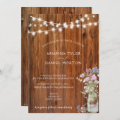 Rustige lentevloeren Mason Jar String Lights Kaart (Voorkant / Achterkant)
