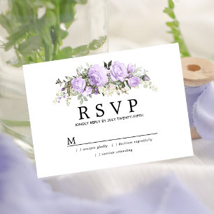 Rustige Lichte Paarse Floral Wedding RSVP Kaartje