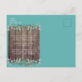 Rustige lichten en houtofoto Turquoise-Vrijgezelle Uitnodiging Briefkaart (Achterkant)
