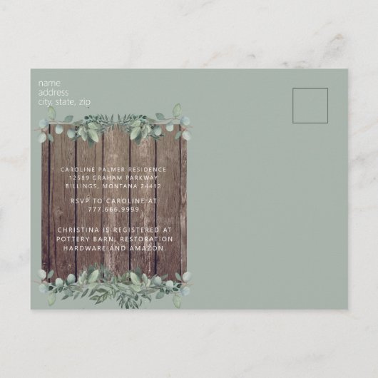 Rustige lichten en Vrijgezellenfeest met houtenfot Uitnodiging Briefkaart (Achterkant)